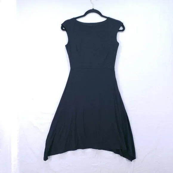 Ann Taylor Women Black Assymetrical Sleeveless A line Petite Dress XXSP - Picture 1 of 13